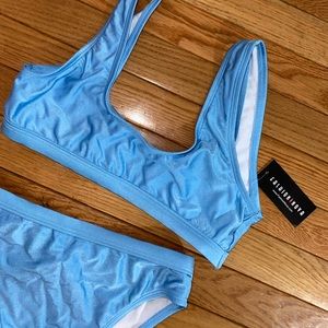 fashion nova swim suit baby blue